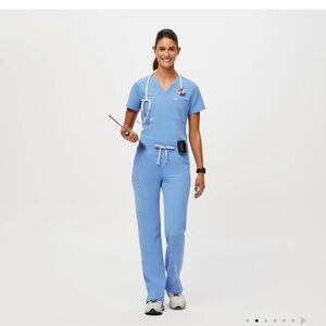 Figs Women's Light Blue Straight Leg Scrub Pants